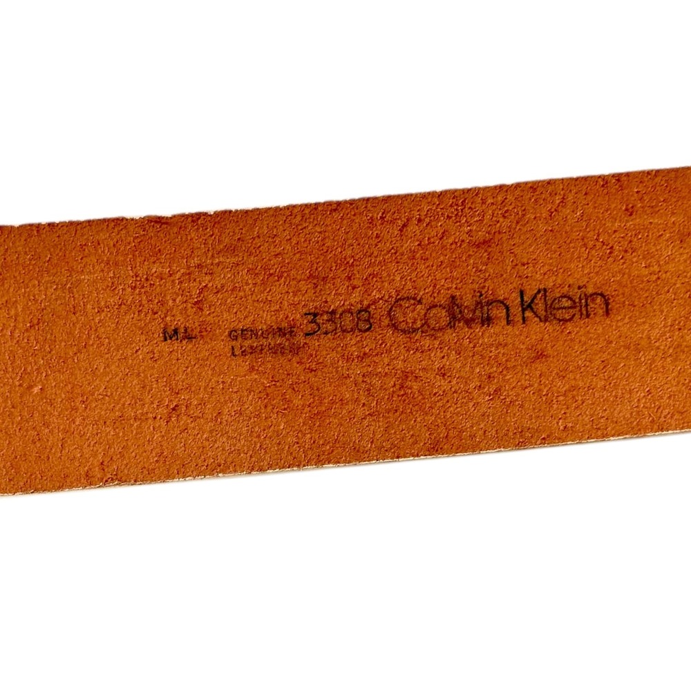 Vintage Calvin Klein Wide White Leather Belt M/L 37.5" 2.5" Width 80s 90s - Picture 5 of 16